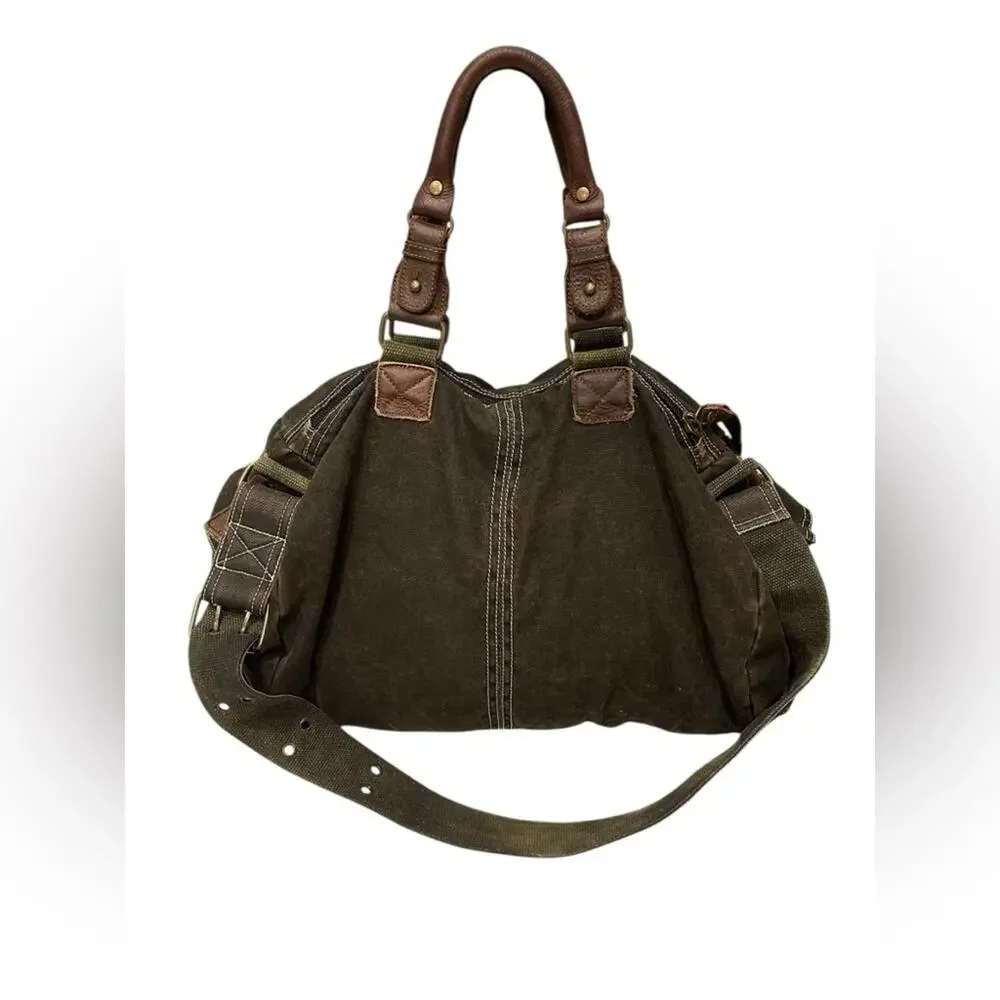 Bed stu military style leather/canvas bag